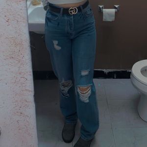 Kancan high waisted straight leg jeans.